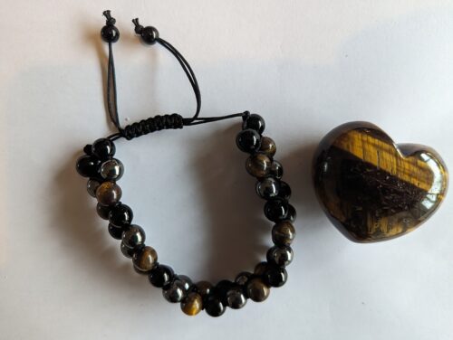 Set kralenarmband + Tijgeroog hart