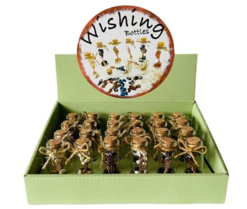 Wensflesje met edelsteen geluksboompje (in display box)